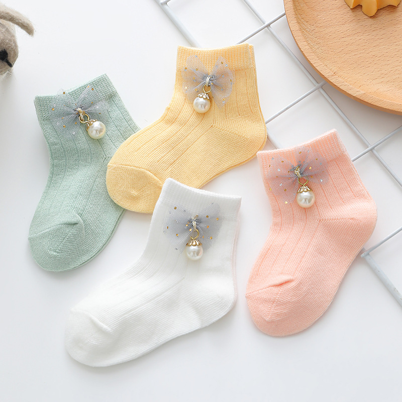 Baby Girl Socks Spring and Summer Girl Socks 0-3-12 Months Baby Princess Socks Bow Korean ins Newborn
