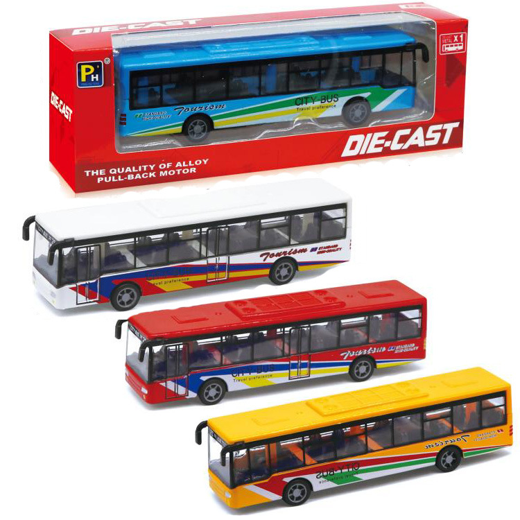 Supply store e-commerce 15cm Huili bus model toy color box packaging hot sale