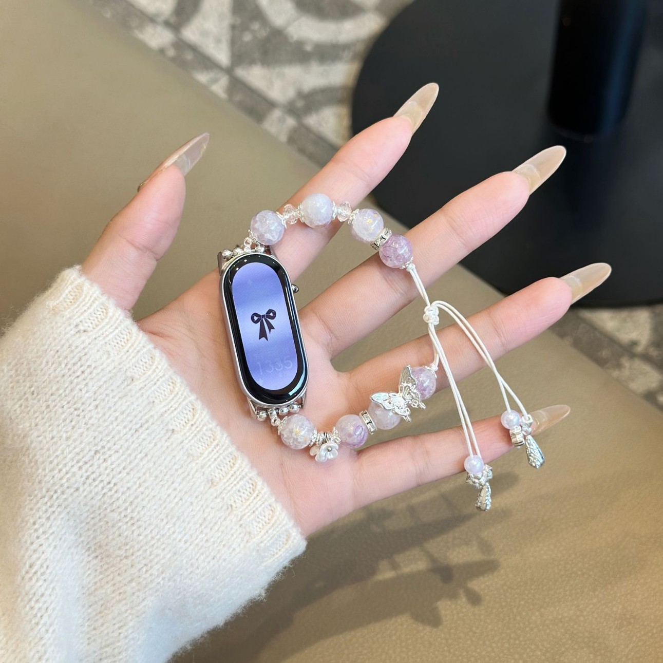light purple Butterfly Beaded Guofeng Strap for Xiaomi Sports Bracelet 98pro76 Wristband 345 Women's Casual New Style