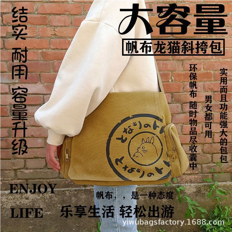 Picture of Shoulder Travel Canvas Bag Women's Large Capacity Trendy Casual Men's Computer Backpack College Student Junior High School Student School Bag