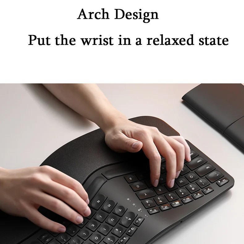 Picture of Bluetooth + 2.4g Backlit Wireless Computer Keyboard Ergonomic Detachable Keyboard Hd315B Black