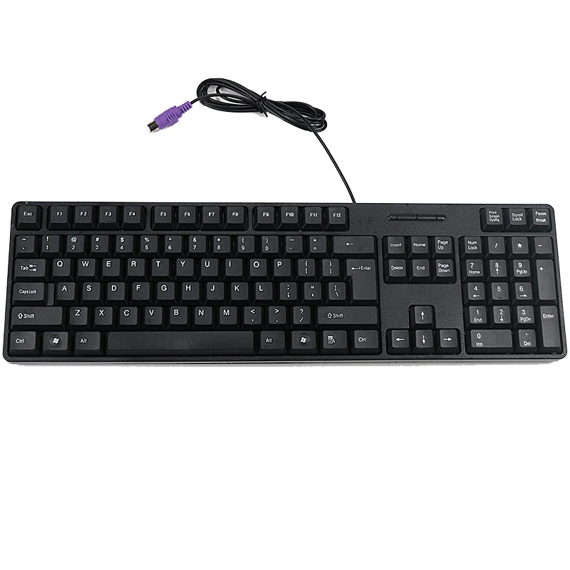 PS/2 Round Jack Keyboard Desktop Computer Wired Round Head Round Interface Office Home Old Style Keyboard