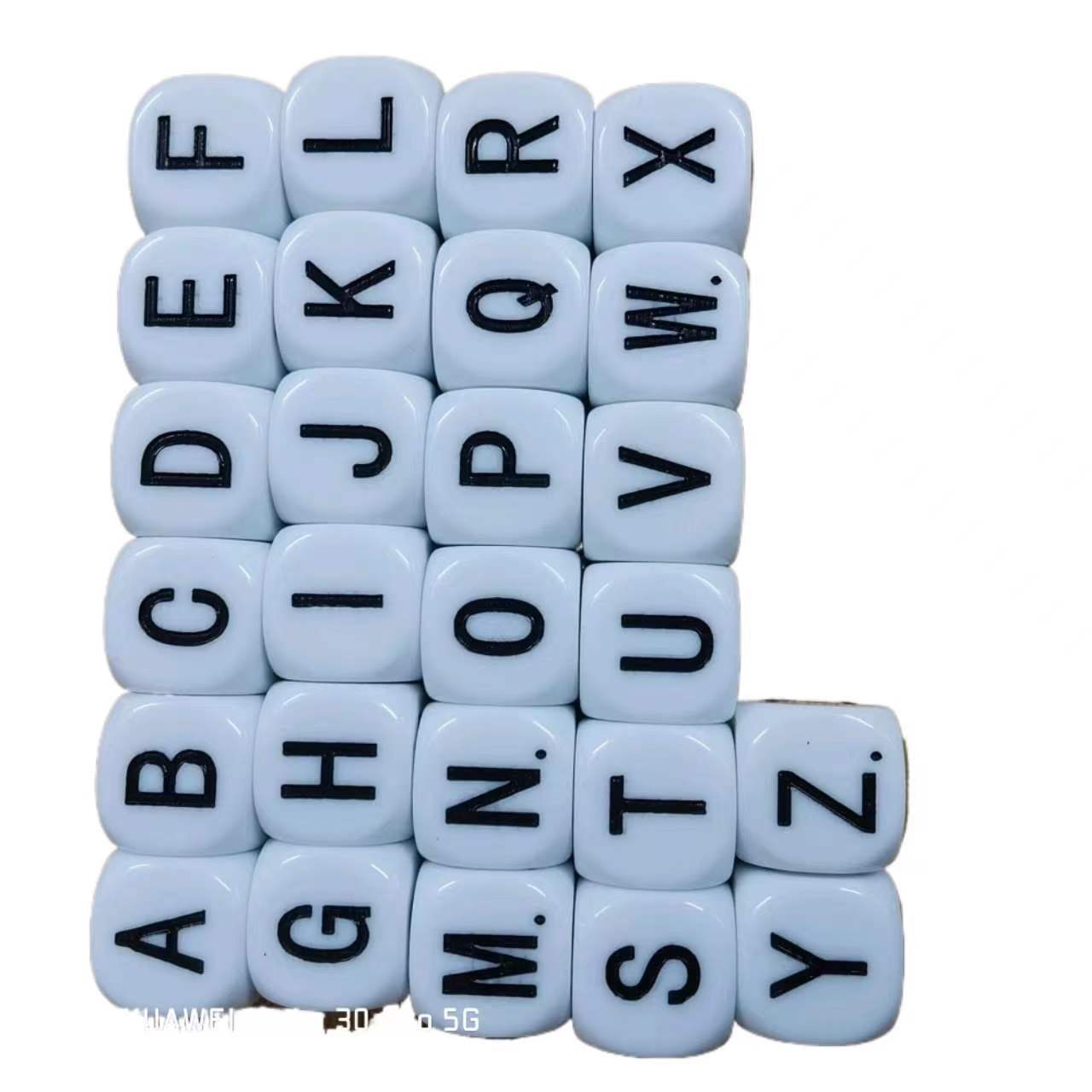 Picture of English Letters 26 Dice 6 Sides Dice English Learning Stationery Acrylic Dice Acrylic Material Rounded Corners