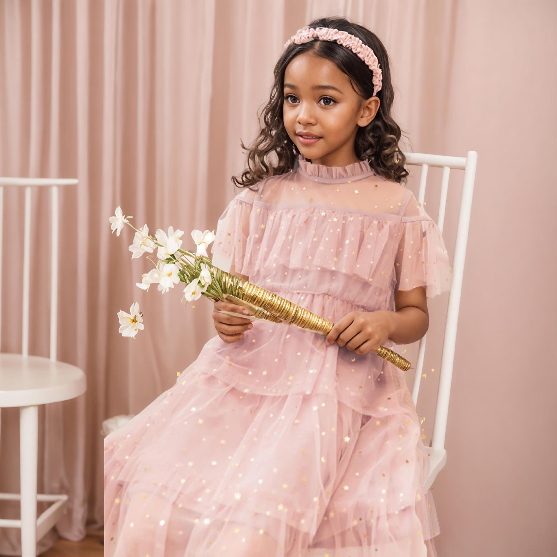 Picture of Aliexpress Amazon Popular Sequin Skirt Cross-Border Children's Clothing Star Mesh Princess Skirt Big Children's Dress 360g