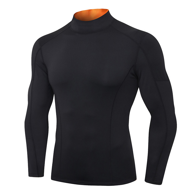 Picture of Men's Fitness Long-Sleeved High-Elastic Tight-Fitting Quick-Drying Running Training Clothes High-Neck Color-Blocked Sports New Tops