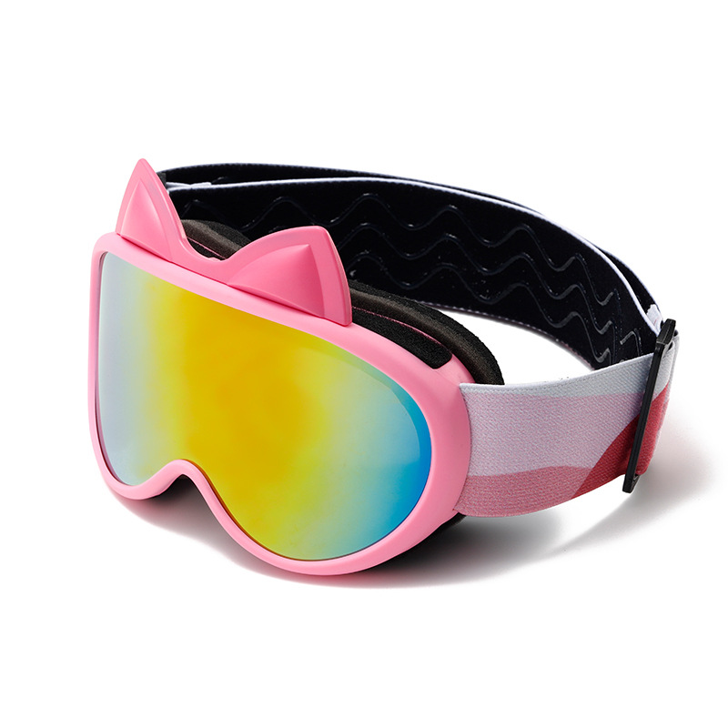 Picture of Big Children's Colorful Cute Rabbit Cat Ears Double Layer Anti-fog Children's Ski Goggles Outdoor Windproof Climbing Eye Glasses