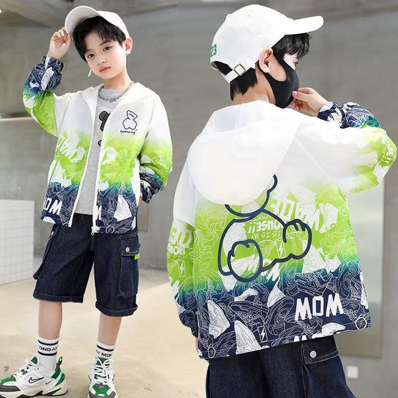 Children's Wear Boy's Summer Sun Protection Coat 2024 New Children's Summer Sun Protection Coat Thin Mid-Big Children's Summer Fashionable