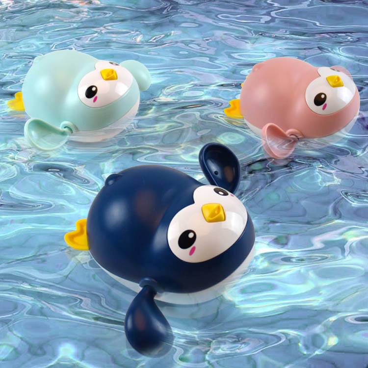 Shake Tone Same Style Bathroom Bath Toy Cute Fun Little Penguin Wream Chain Water Floating Children's Bath Toy