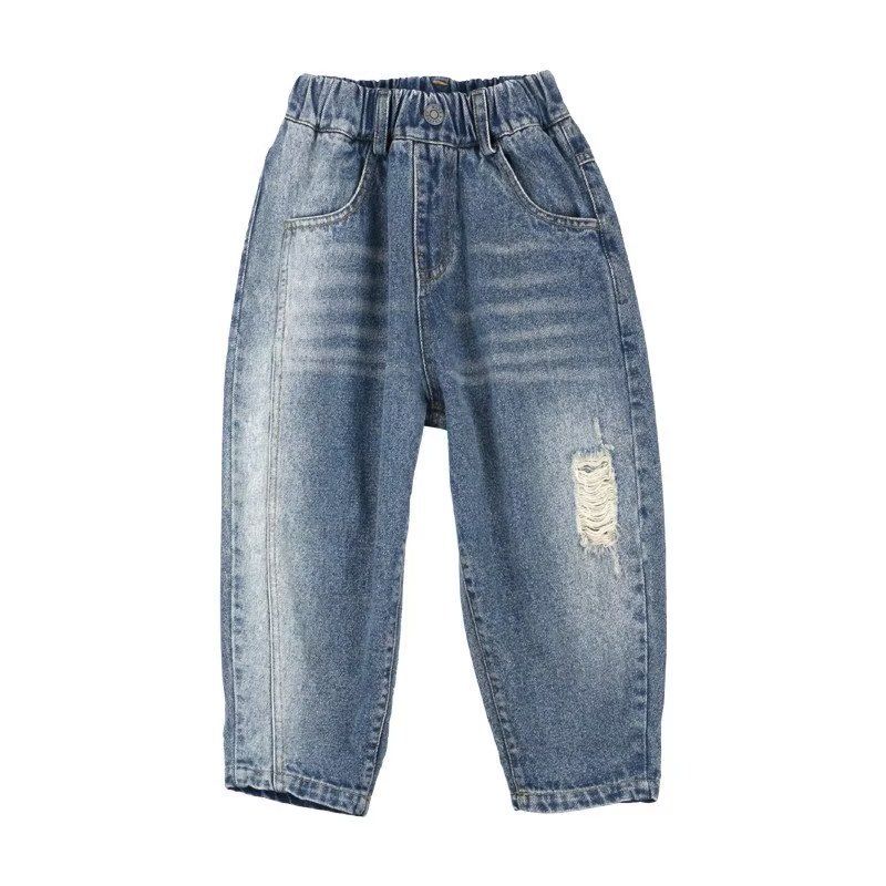 Picture of Boys' jeans 2023 Spring and Autumn new summer Middle and big children boys' pants children's ripped Denim pants