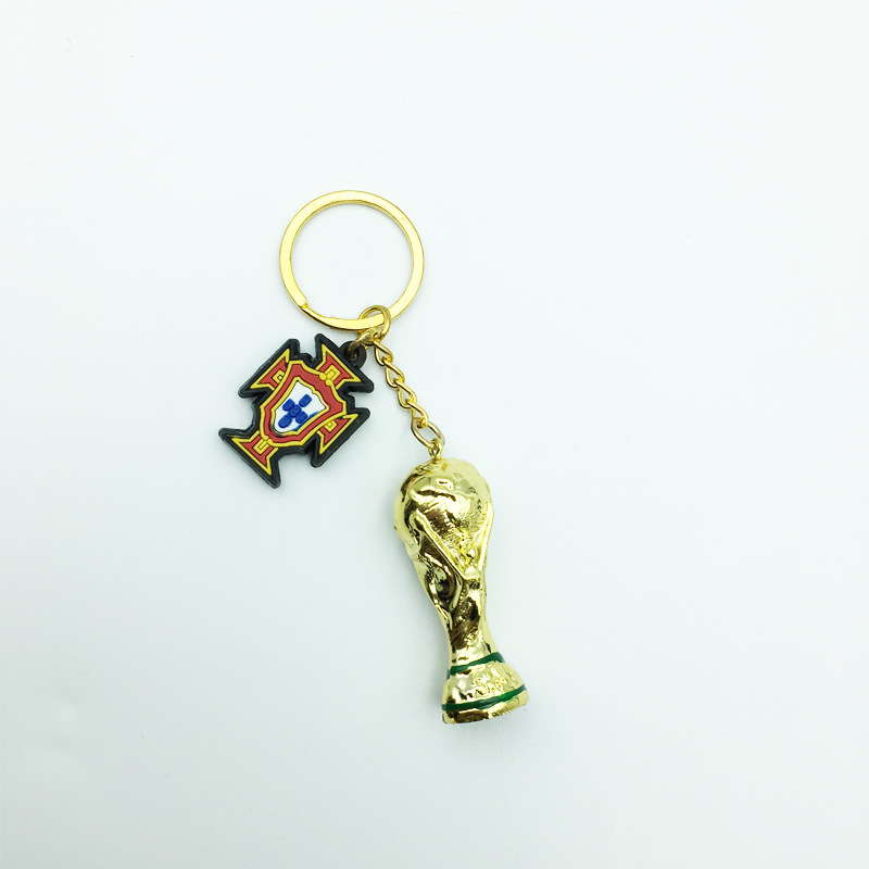 Picture of Brazil France Portugal Hercules Cup World Cup plus PVC team emblem football resin trophy fans keychain