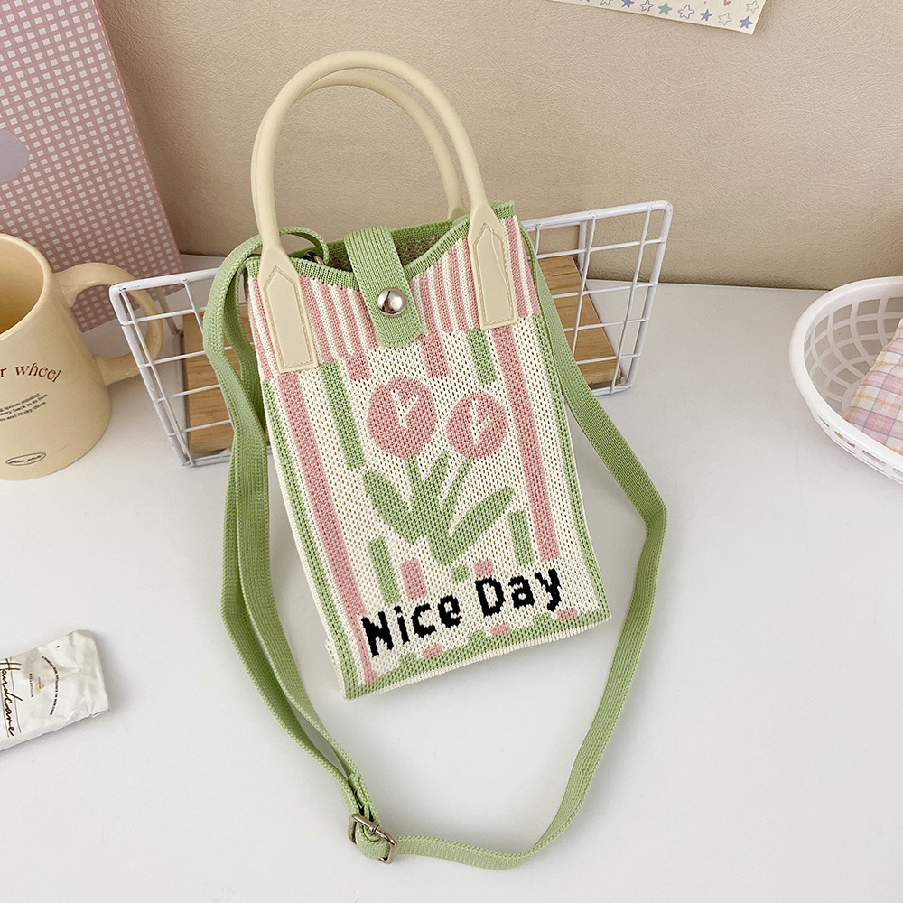 Picture of Shoulder Crossbody Mobile Phone Bag Cute Knitted Hand Bag Cartoon Large Capacity All-match Coin Purse Handbag Wholesale