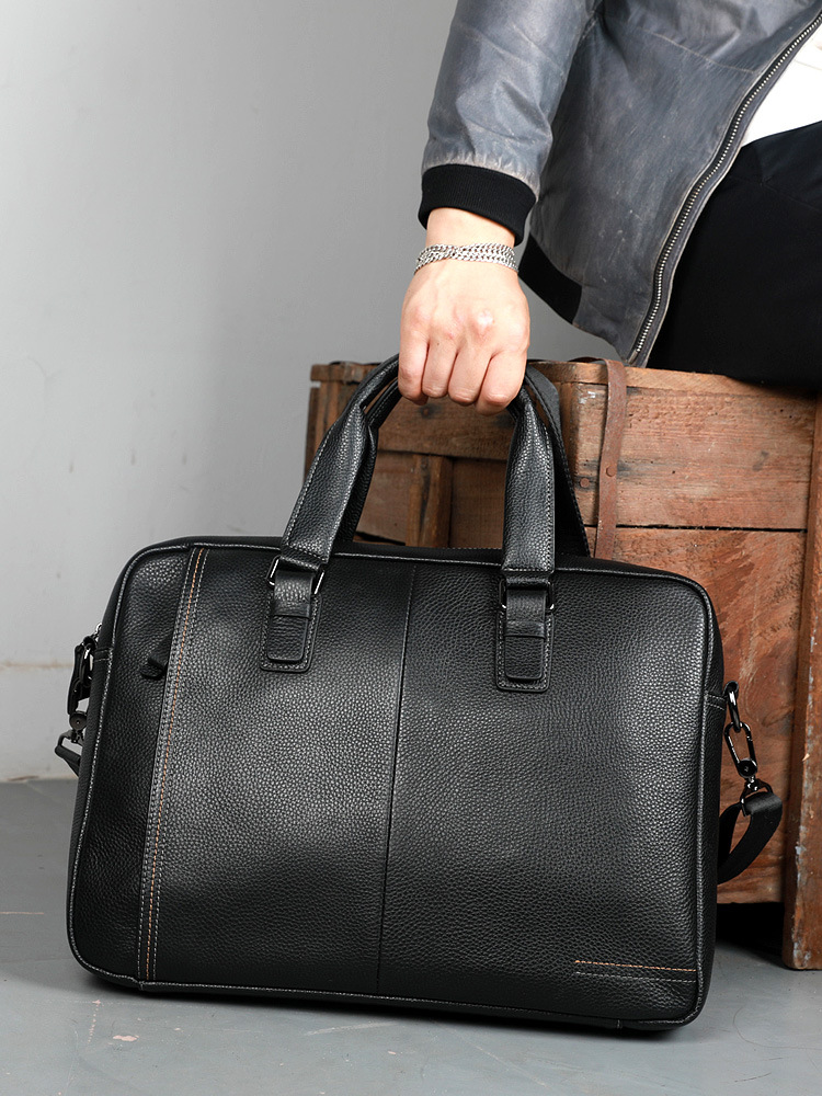 Picture of Factory direct first layer cowhide men's bag leather portable briefcase large capacity computer bag soft leather bag a generation of hair