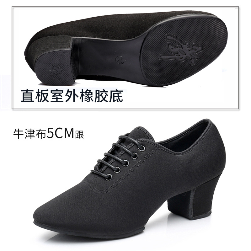 Picture of Female Adult Latin Dance Shoes Teacher's Shoes Oxford Cloth Mid-Heeled Square Dance Shoes Dancing Soft Sole Ballroom Dance Breathable