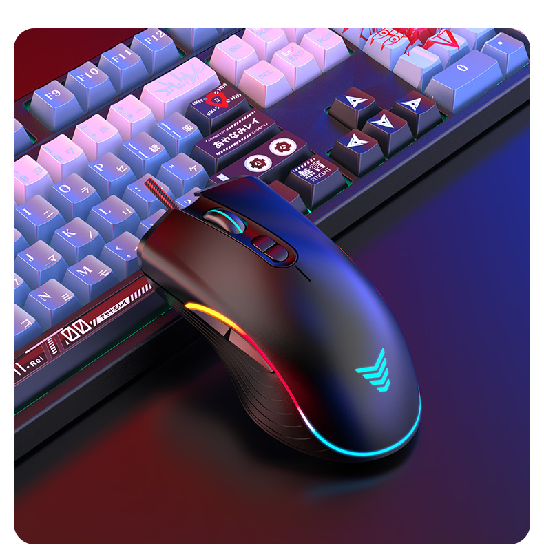 Picture of Game Electric Competition Mechanical Mouse Wired Office Chicken Press Gun Macro Programming Yellow Pikachu Red Mario