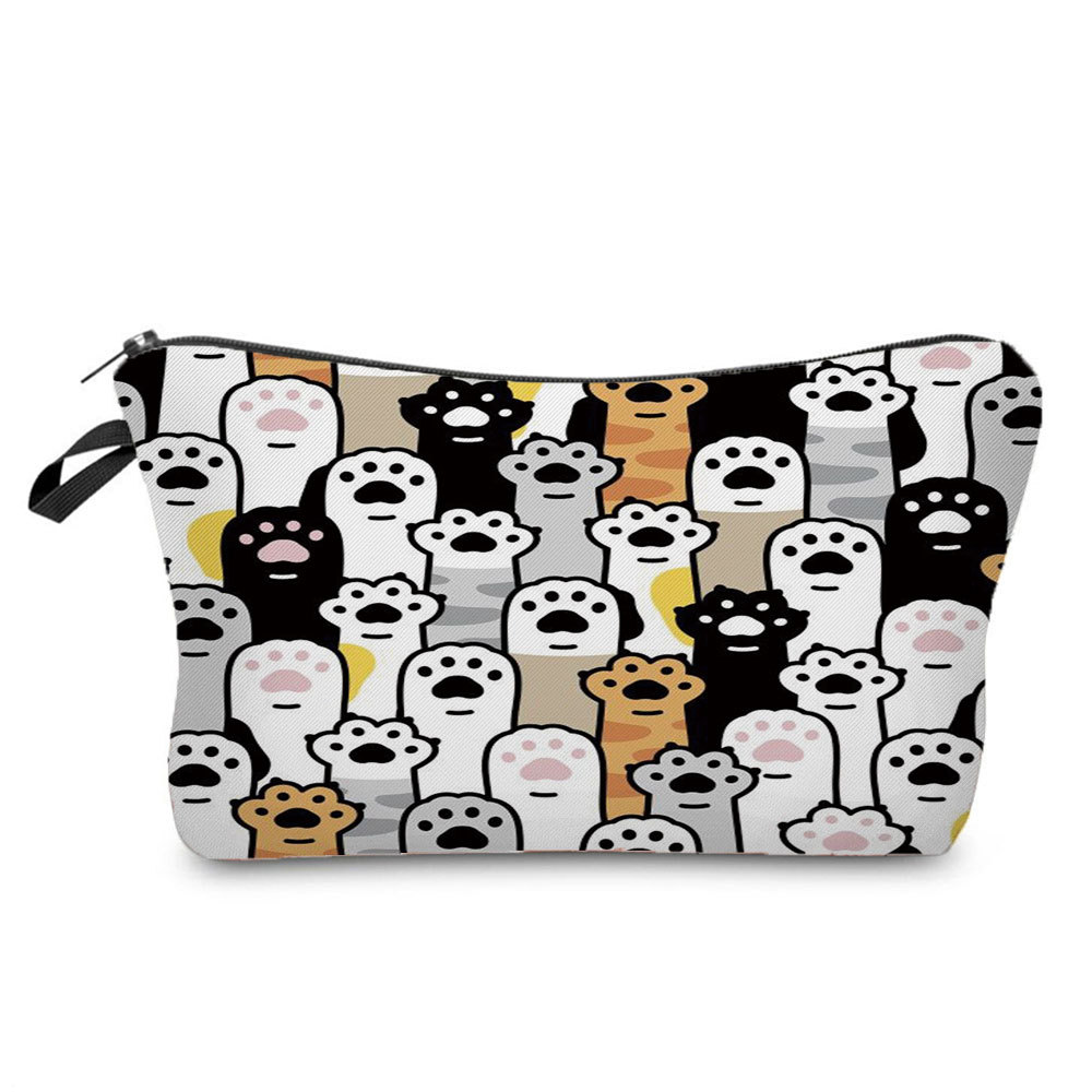 Picture of 2022 creative small portable storage bag multi-functional pencil bag set cute cat Group printing cosmetic bag