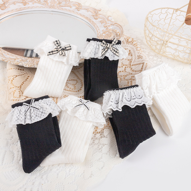 Picture of Girls socks wholesale spring and autumn 2022 new baby lace socks lace princess socks bow little girl socks