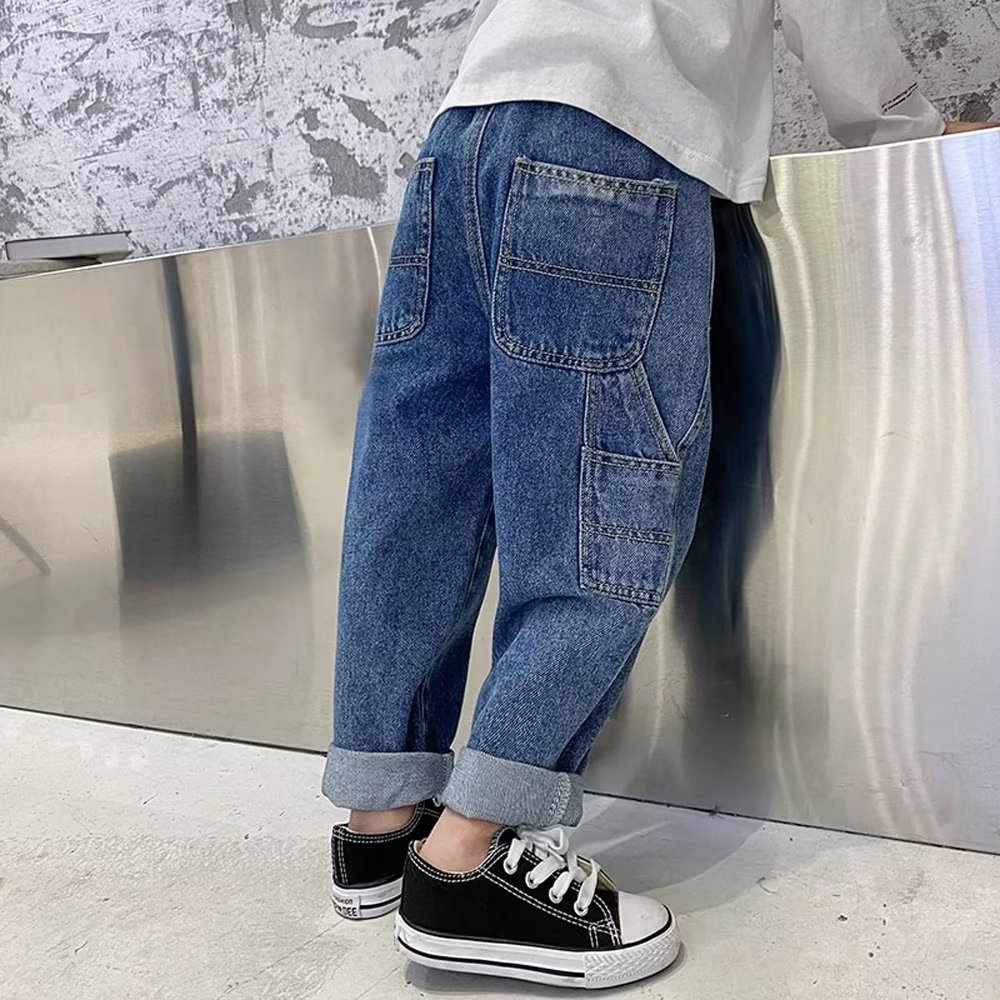 Picture of 2023 Boys' Korean Style Fashionable Casual Straight-Leg Cowboy Trousers All-Match Cropped Wear-Resistant and Handsome Jeans
