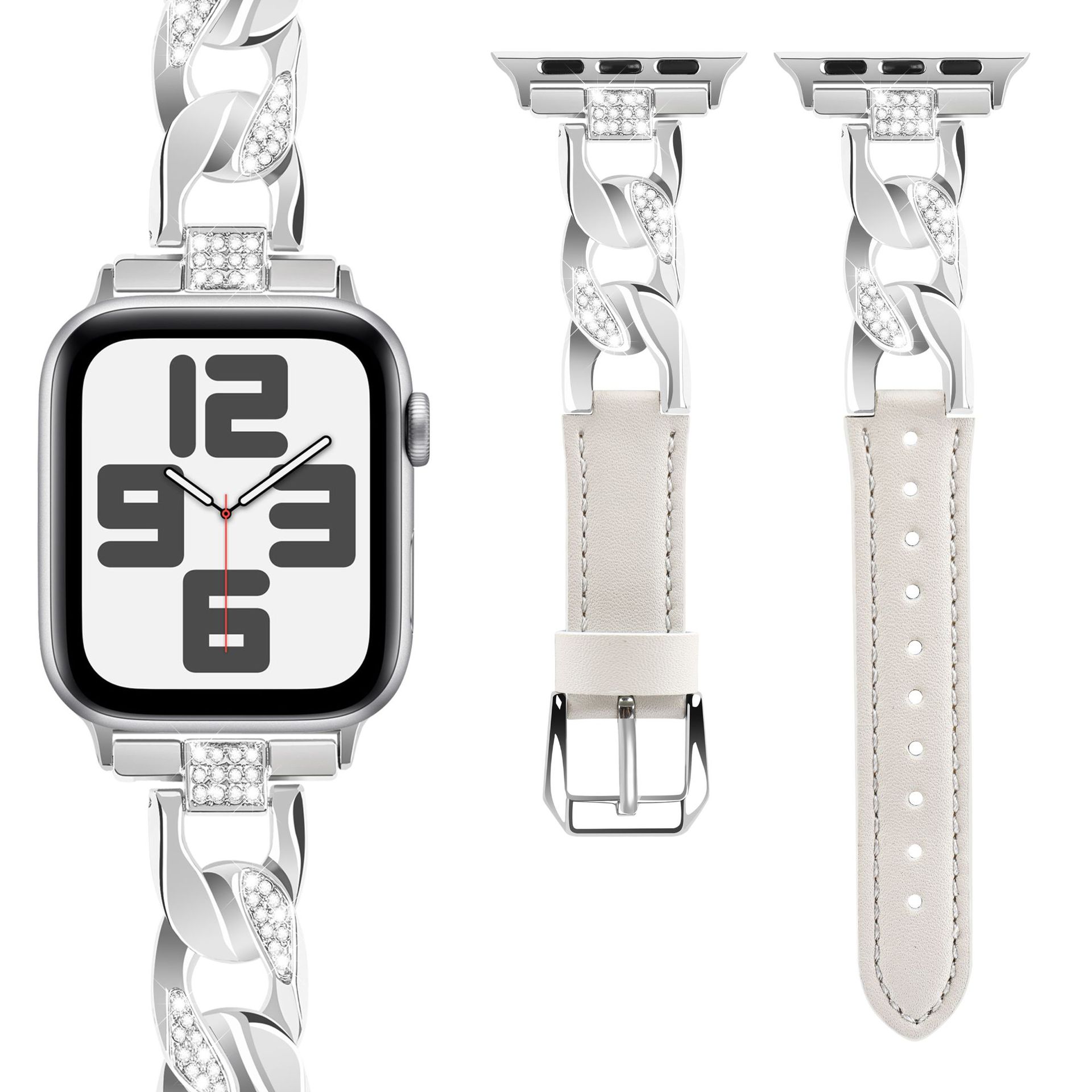 Picture of Suitable for Apple Watch strap Diamond denim chain belt iwatch98ultra2 woven color leather strap