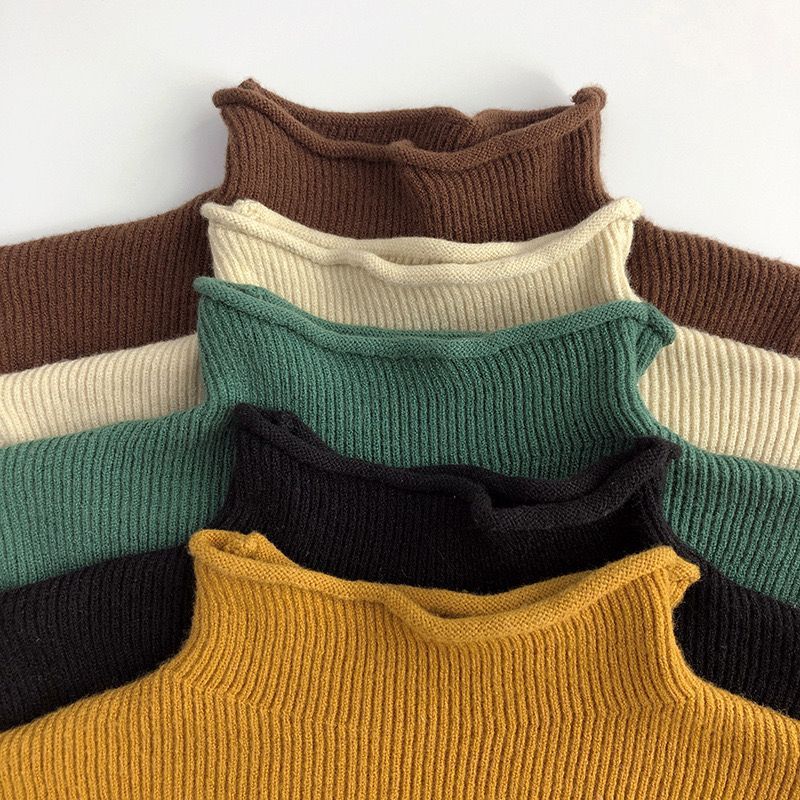 Picture of [in stock children's turtleneck sweater boys and girls semi-turtleneck thin sweater baby core-spun yarn soft elastic