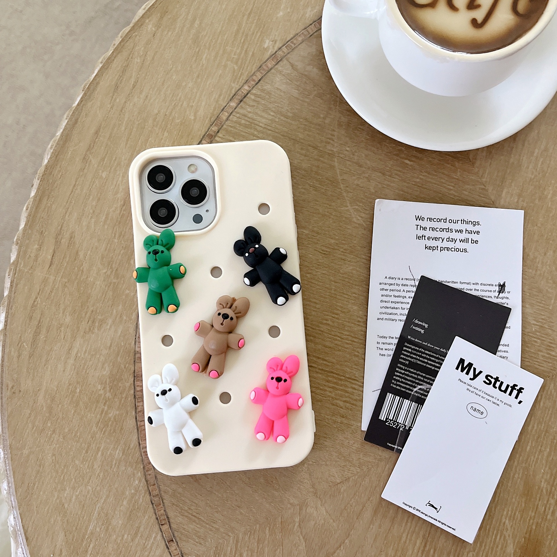 Picture of Hole Case DIY Stereo Korean Color Bear Case for iPhone 14Pro max Apple 12 Phone Case 11