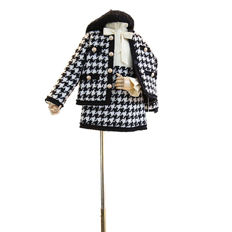 Picture of K-Style of Export Children's Clothing 2025 Spring and Autum New Girls' Small Fragrant Style Plaid Jacket + Skirt Two-Piece Trendy Set