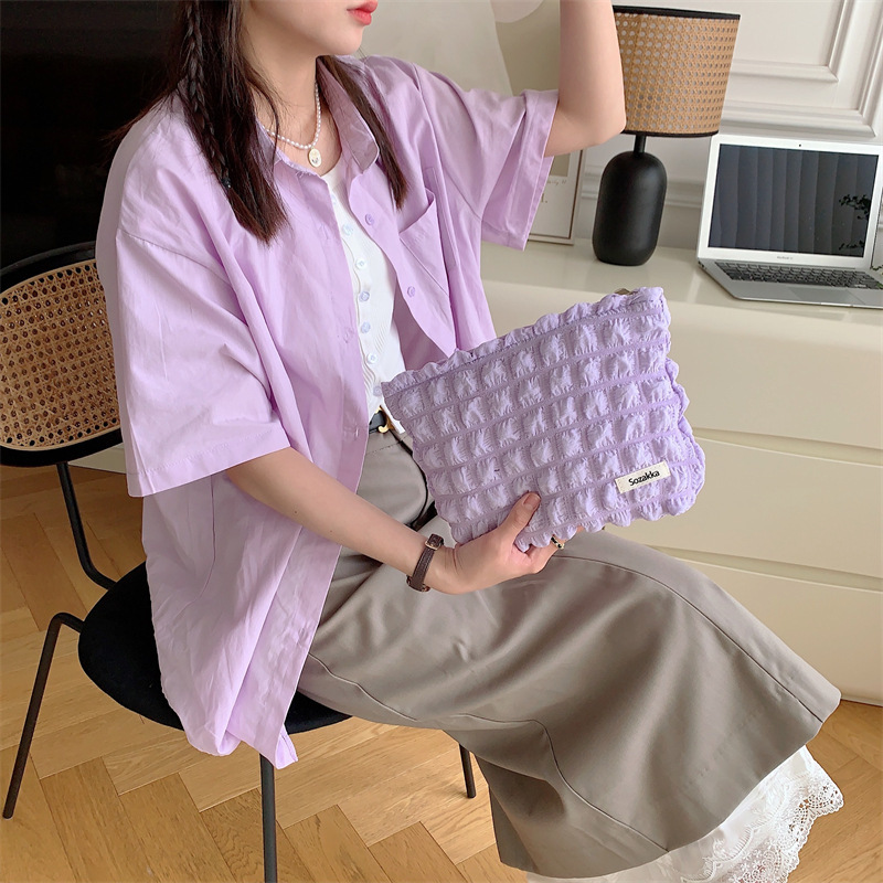 Picture of Cosmetic Bag high-looking bubble cloud large capacity cosmetic bag canvas cosmetic storage travel wash bag