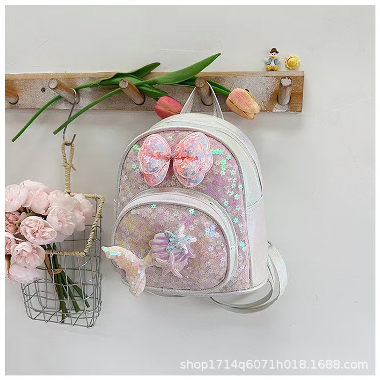 Picture of Mermaid PVC Children's Schoolbag New Sequin PVC Leather Schoolbag Kindergarten Girl's Backpack Lightweight Backpack