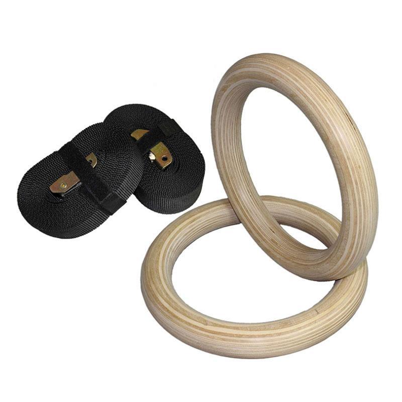 Picture of Wooden rings indoor fitness rings suit gymnastics rings household sports pull-up rings adjustable rings