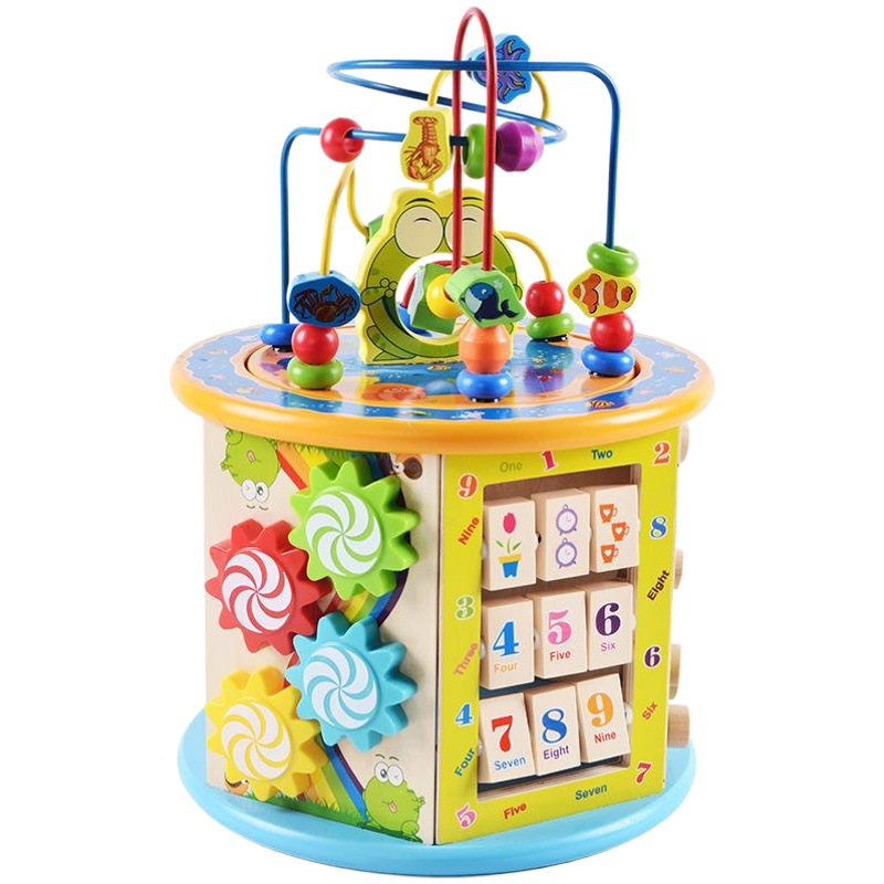 Children's Toy Large Eight-function Beaded Treasure Box Educational Beaded Wooden Multifunctional Early Education Gift