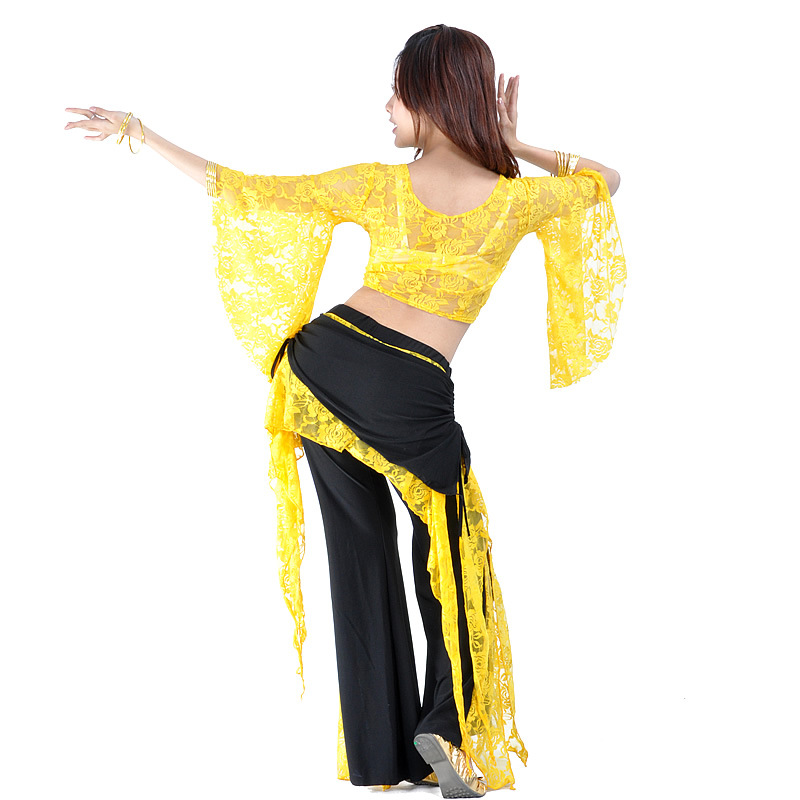 Picture of 08# Lace Pants Lace Top Belly Dance Clothing Trumpet Sleeve Matching Waist Skirt Split Pants Chaozhou Tripartite