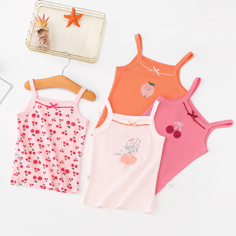 Picture of Children's Pure Cotton Vest Printed Ribbed Boys and Girls Summer Thin Sports Sling Outer Wear Bottoming Intimates for Small and Medium-Sized Kidsren
