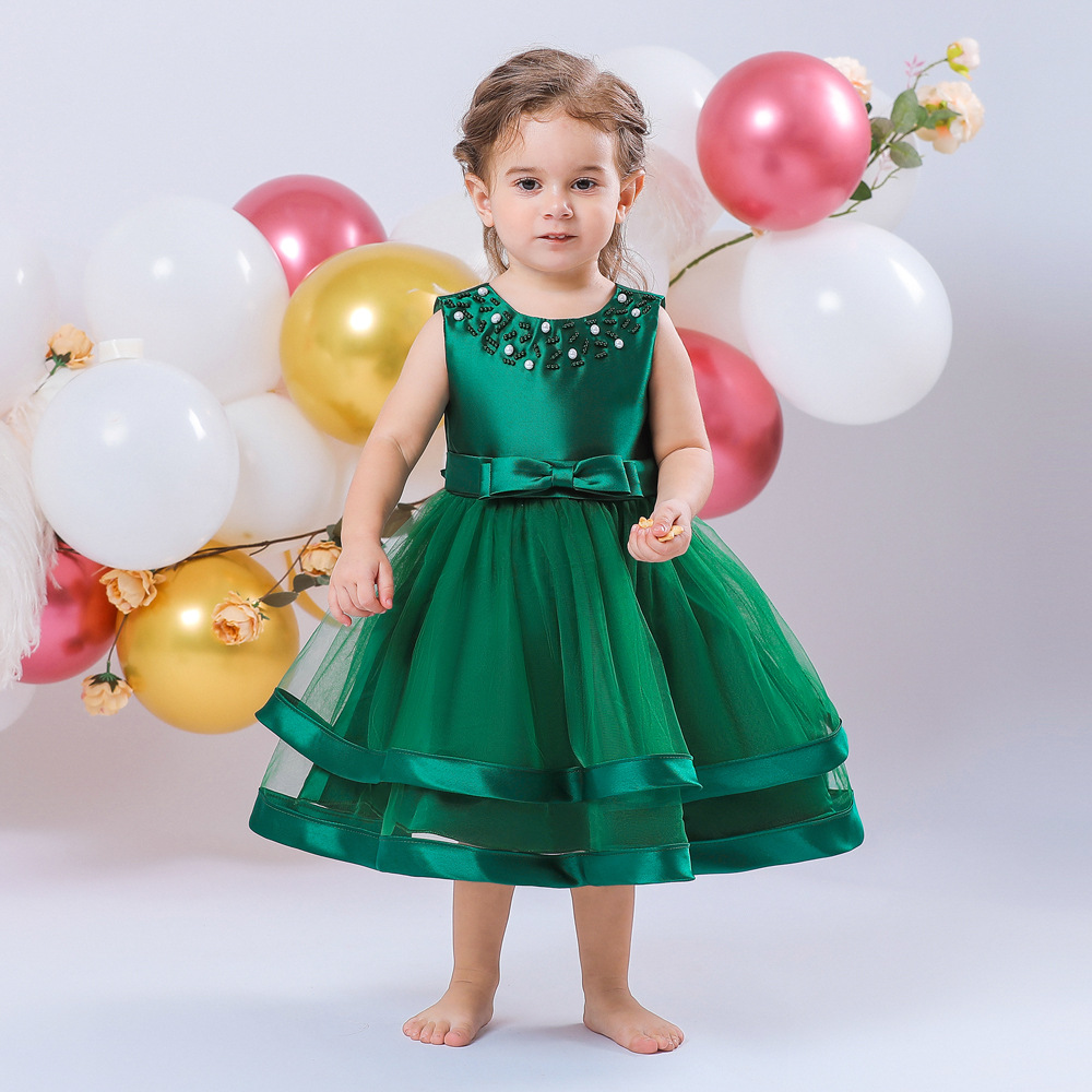 Children's Dress Export 2025 European and American New Kids Dress Cute Baby Princess Dress Washed Dress Dress