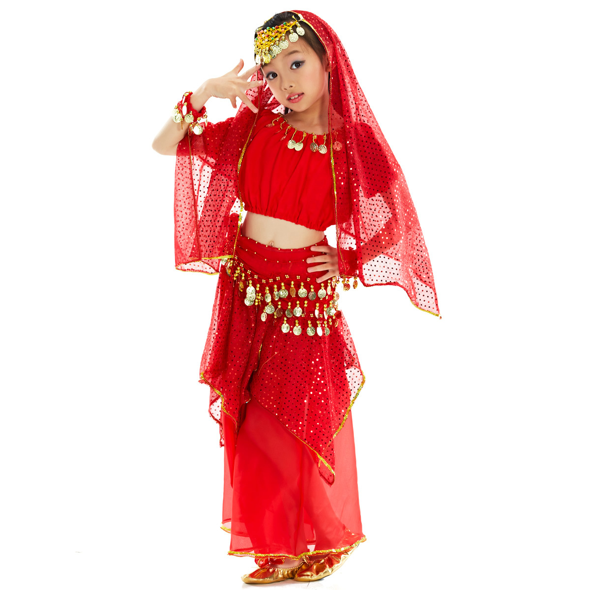Picture of Dancer June 1 Children's Day Belly Dance suit Indian Dance Clothes suit Performance Clothes Children's Belly Dance Clothes