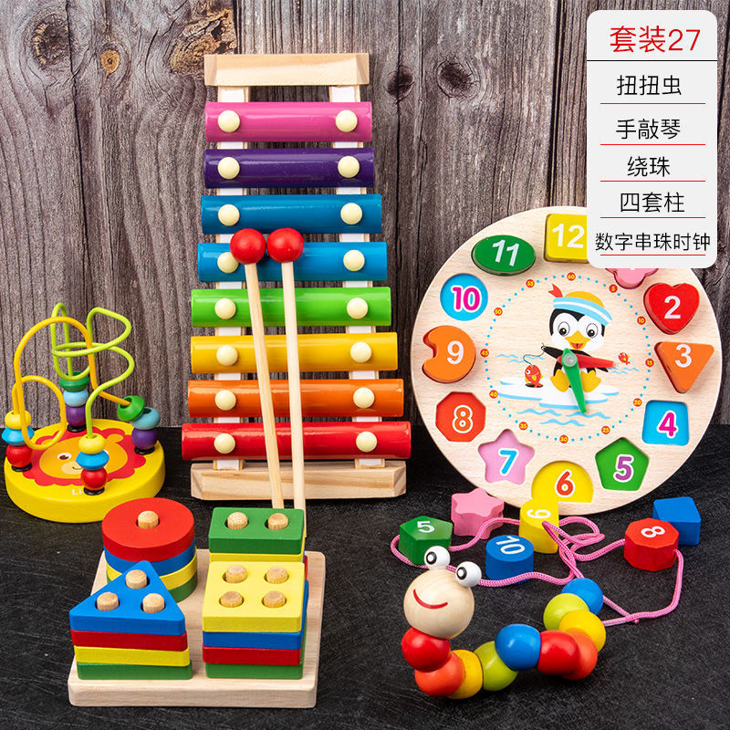 Picture of Percussion Musical Instruments Infants 0-1-2 Years Old Music Enlightenment Wooden Eight-tone Accordion Educational Music Toys