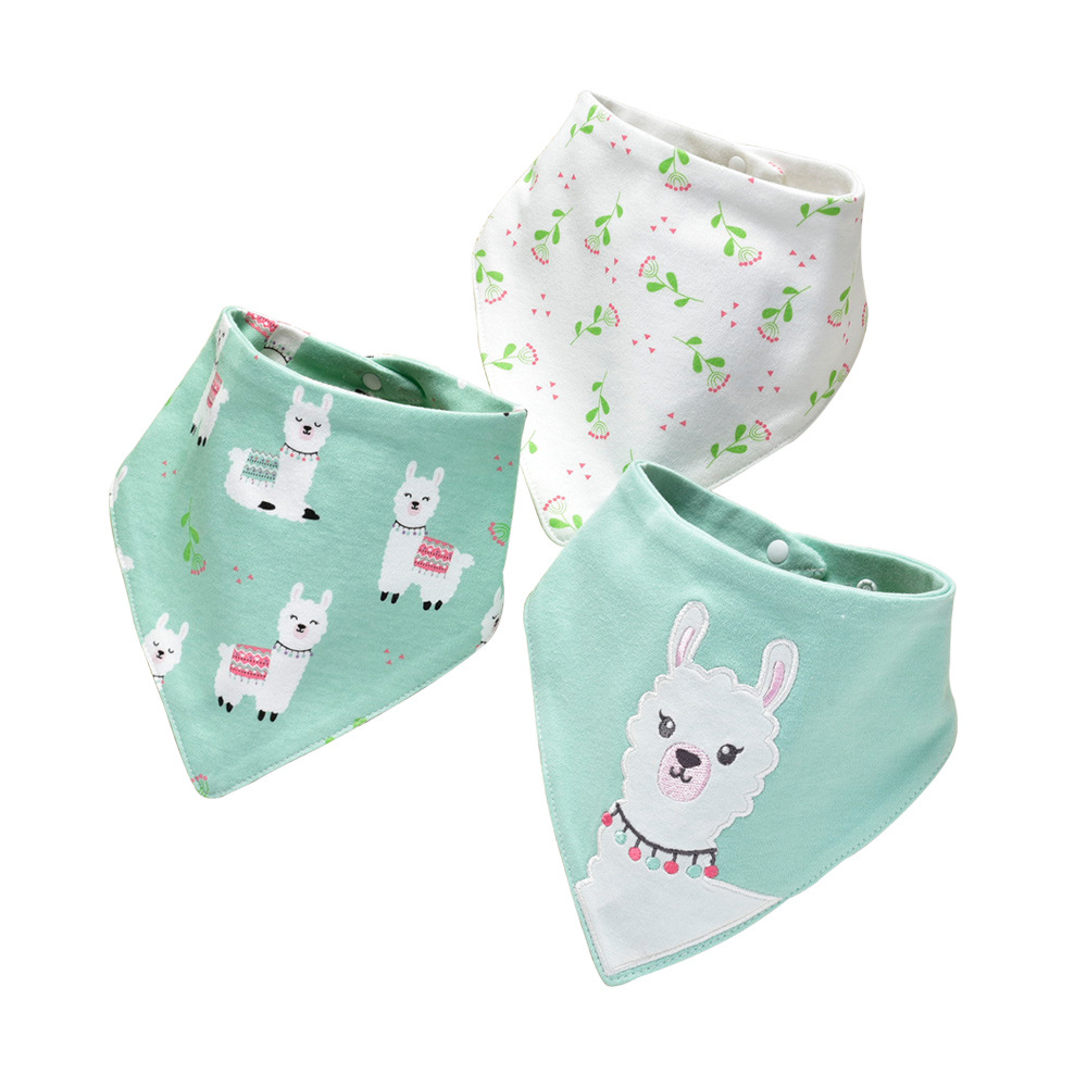 Picture of 3 PCTs Yinxiuli Pure Cotton Baby Slip Towel Baby Snaps Triangle Slip Towel Scarf Bib Bib Cross Border