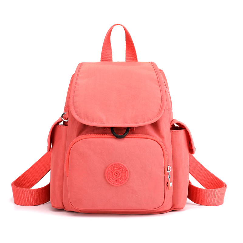 Picture of New multi-pocket women's backpack lightweight waterproof nylon cloth bag versatile candy color student schoolbag commuter bag
