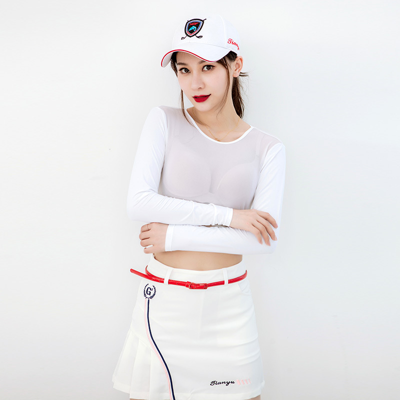 Picture of Golf sun protection clothes women's UV protection sports ice silk sleeve bottoming shirt mesh thin shawl women's tights