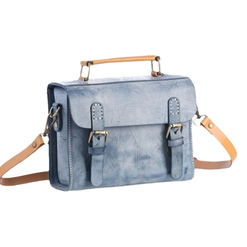 25 New Mist Wax Leather Women's Bag Vegetable Tanned Cowhide Handbag Handmade Shoulder Bag Mist Wax Literary Cambridge Bag 6047