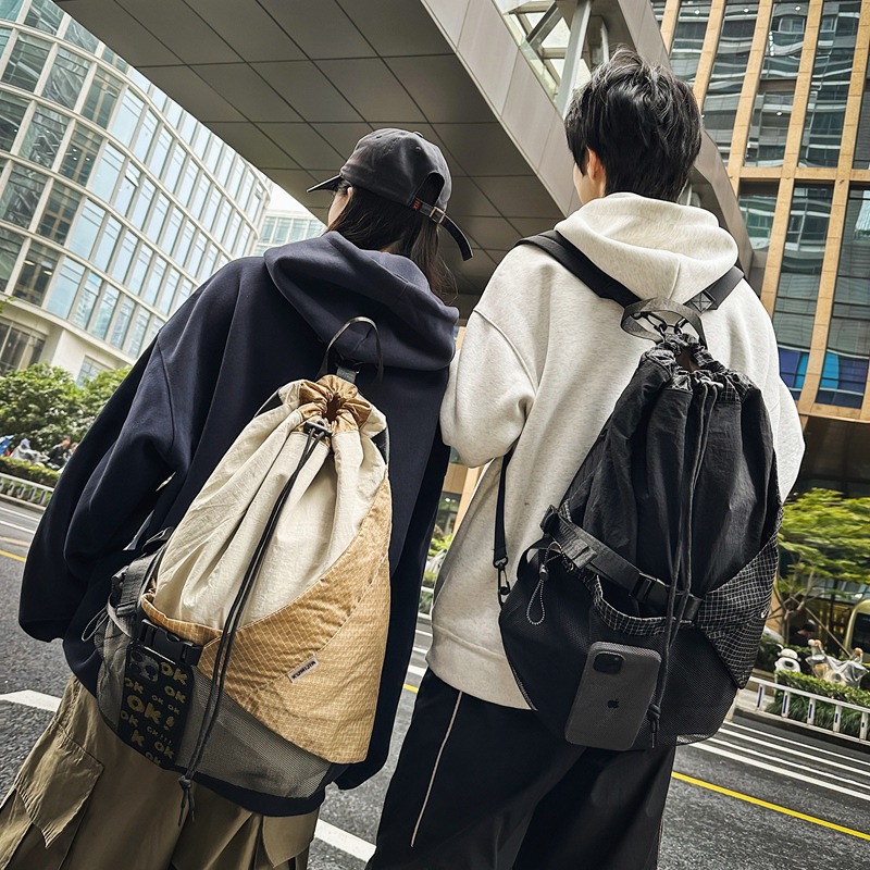 Trendy Shoulder Bag, School Bag, Large Capacity, Korean Style Travel Backpack for Men and Women, Preppy Style Fashion Drawstring Bag, Casual Shoulder Bag
