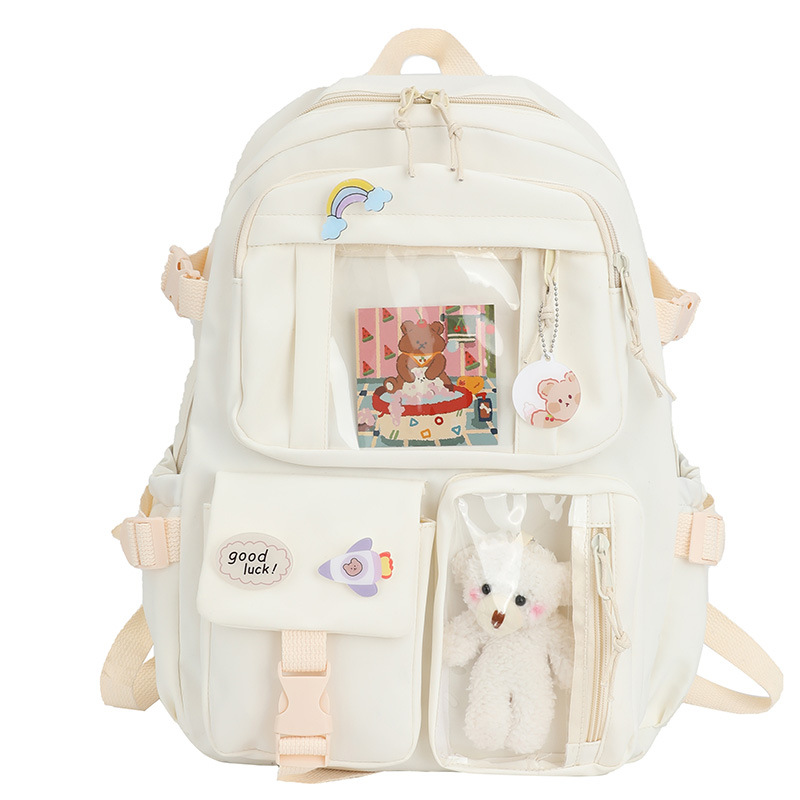 Picture of Fresh and Simple Girl Backpack New Korean Style Fashionable Multi-Pocket Campus Backpack Casual Versatile Student School Bag