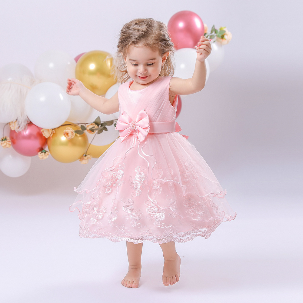 Cross Border Cotton Princess Dress Dress Baby's Birthday Bow Lace Baby dress Dress