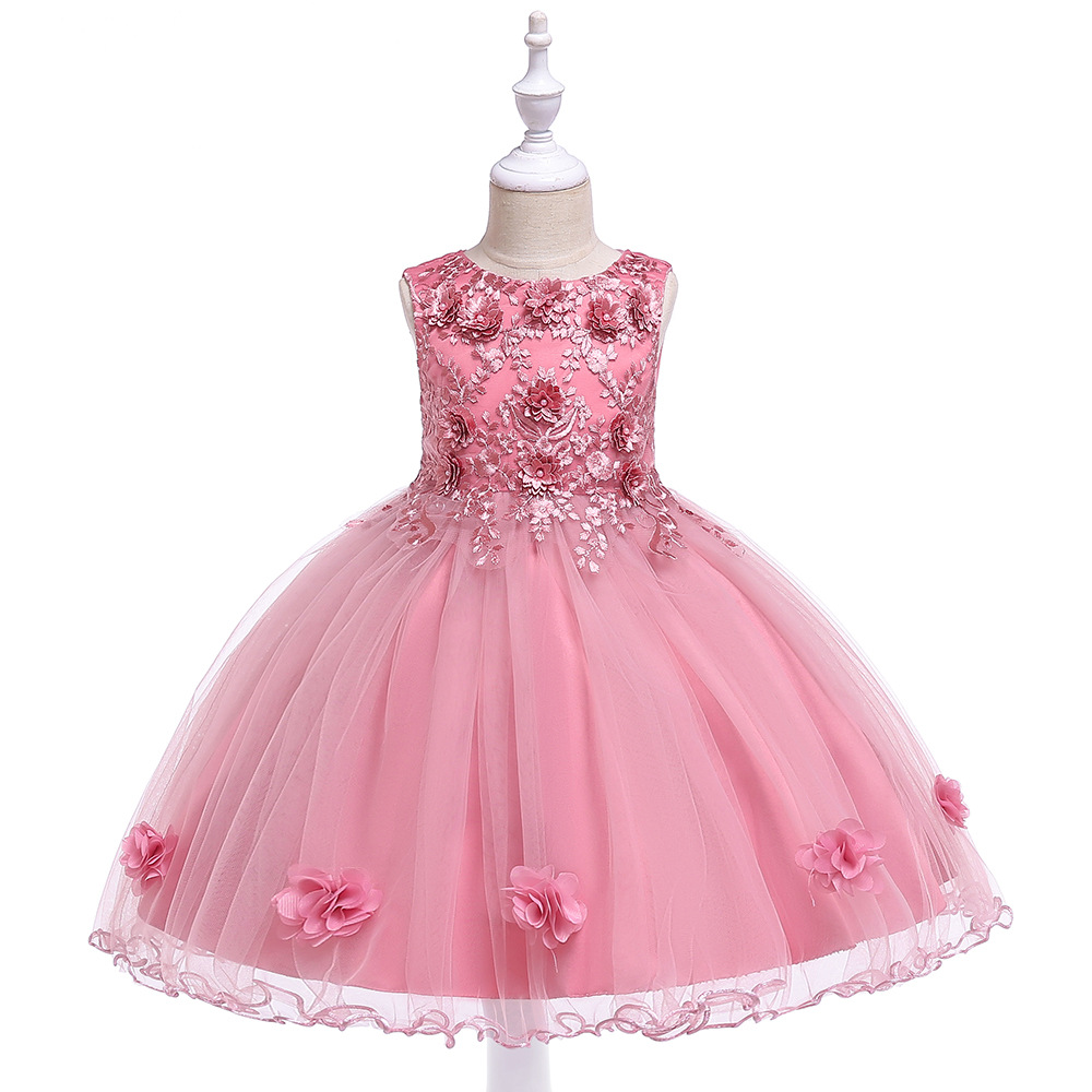 Picture of Girl's dress piano performance dress flower girl's wedding dress Princess dress children's little host pettiskirt European and American