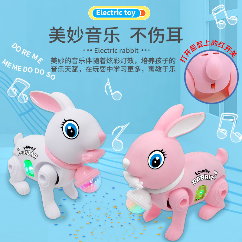 Picture of New Electric Rabbit Projection Toy Rabbit Simulation White Rabbit Jumping Rabbit Leaning Rope Stall Toy
