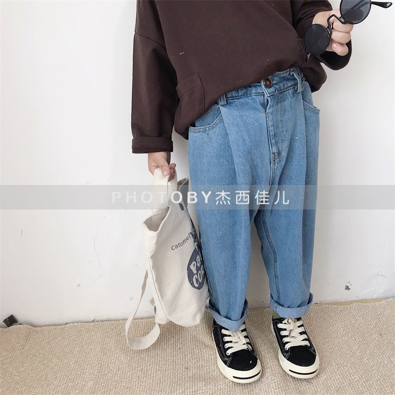 Picture of Spring and Autumn Ins Korean Style Children's Wear New Trousers for Boys and Girls Korean Style Pleated Design Children's Ins Style Jeans