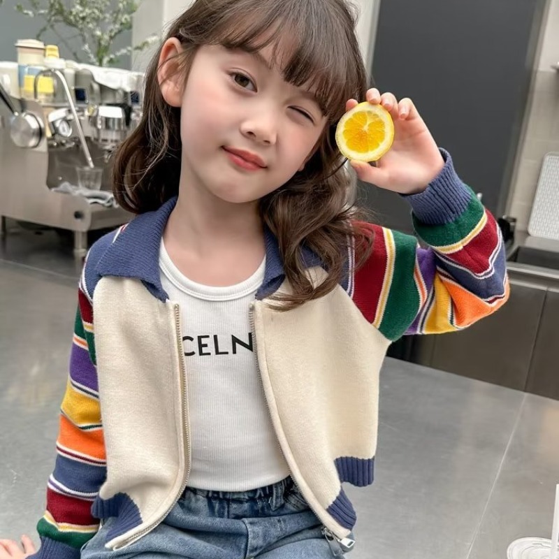 Picture of Girls' Sweater Coat Thin Spring and Autumn 2023 New Style Fashionable Autumn Children's Early Autumn Knitted Cardigan Autumn Wear
