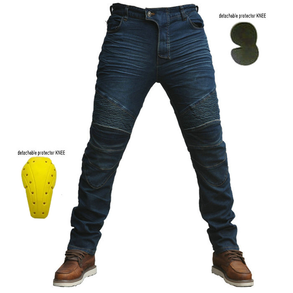 Picture of Motorcycle Riding Pants Denim Racing Pants Straight Slim-Fit Elastic Belt Protector Men's and Women's Off-Road Rider Anti-fall Pants