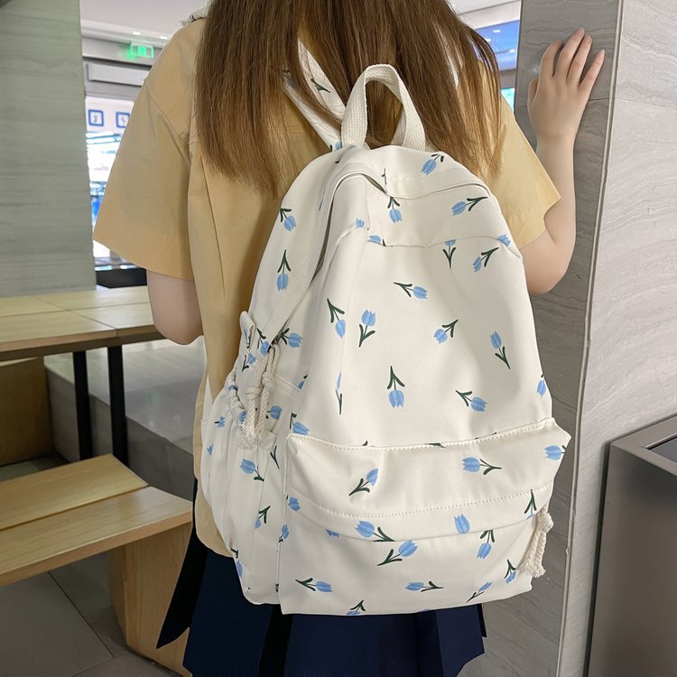 Schoolbag female Mori girl fresh tulip all-match backpack junior high school college style College student computer backpack