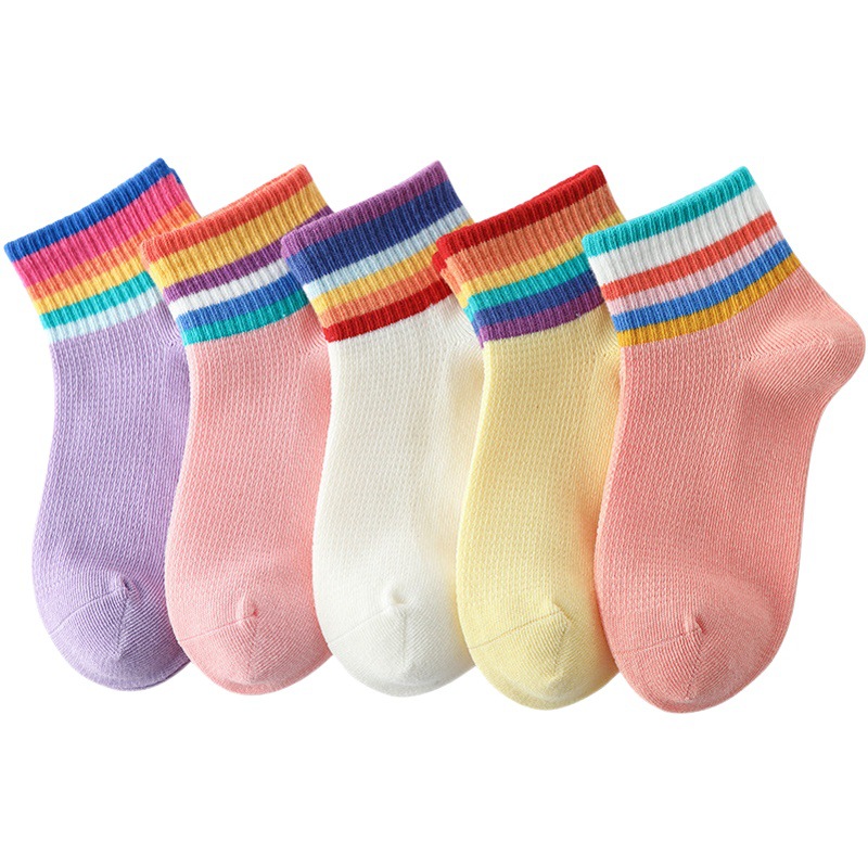 Boneless girls' socks summer thin children's mesh socks little girls boys sports socks medium and large children's sports socks