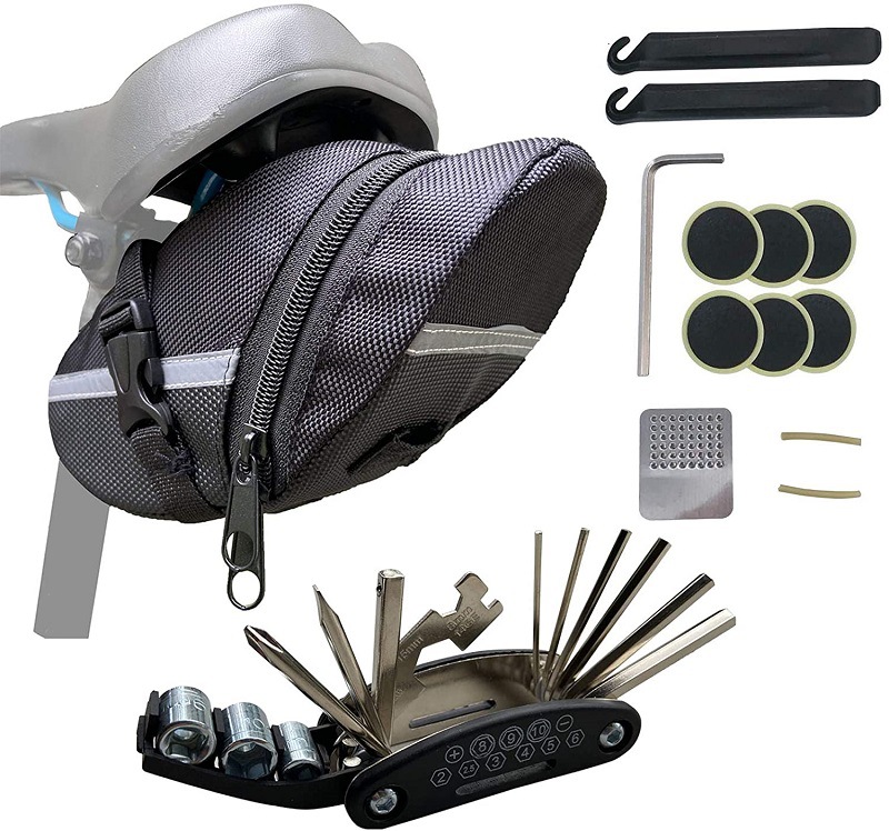 Picture of Bicycle back bag tail bag riding equipment saddle bag tool kit bicycle maintenance tool set 13196