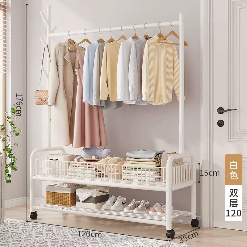 Picture of Simple clothes hanger floor folding indoor balcony bedroom clothes hanger indoor coat rack bedside clothes hanging artifact